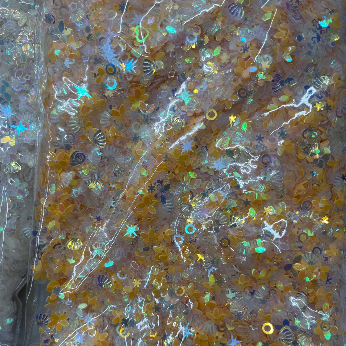 10m星梅凹、贝壳，雨伞，空心梅花～～金光混款亮片，彩色亮片史莱姆填充物手工DIY用品配件服饰配件详情图2