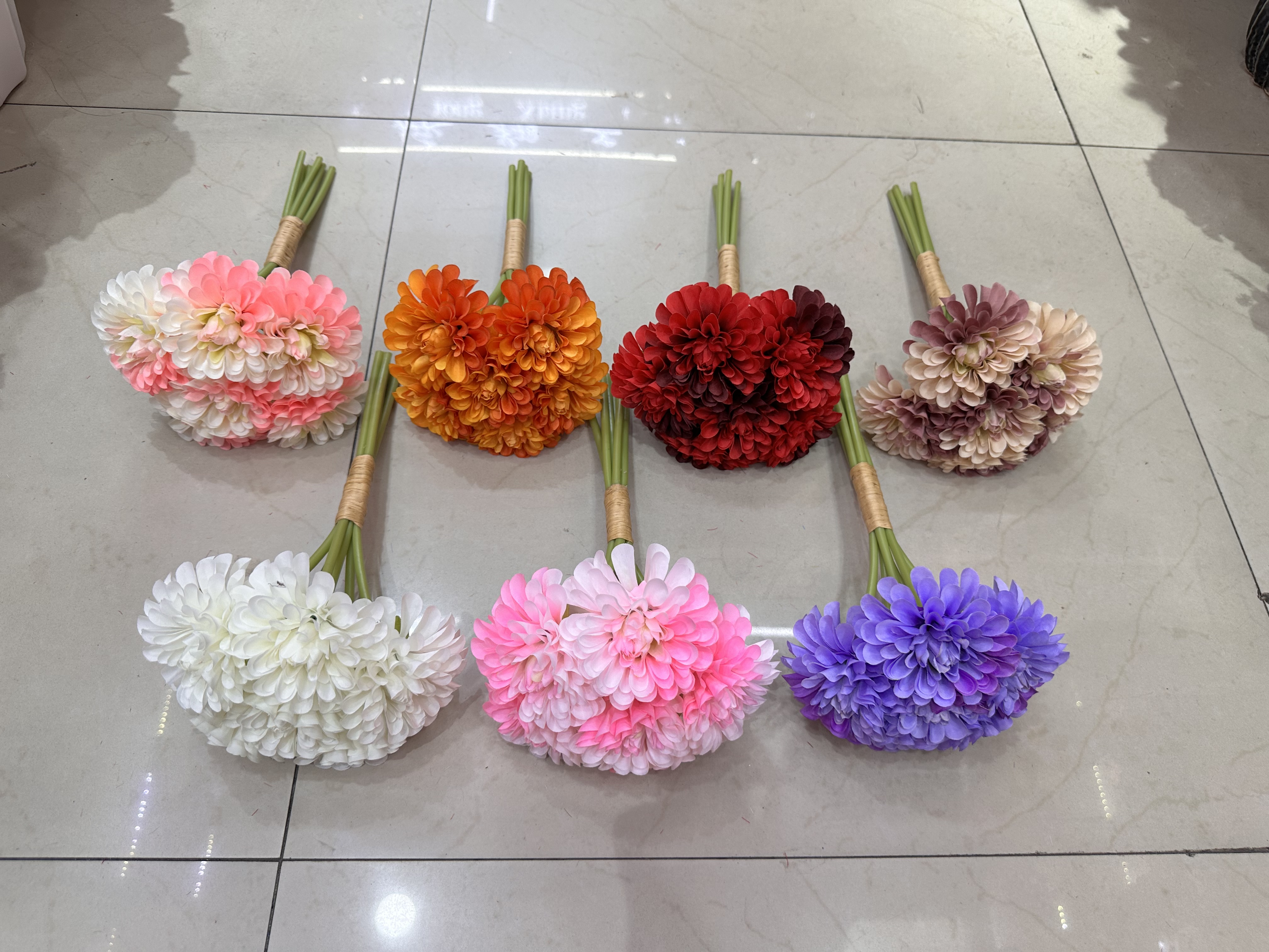 6头小丽菊，编织花篮欧洲工艺品，室内装饰，婚庆摆设 