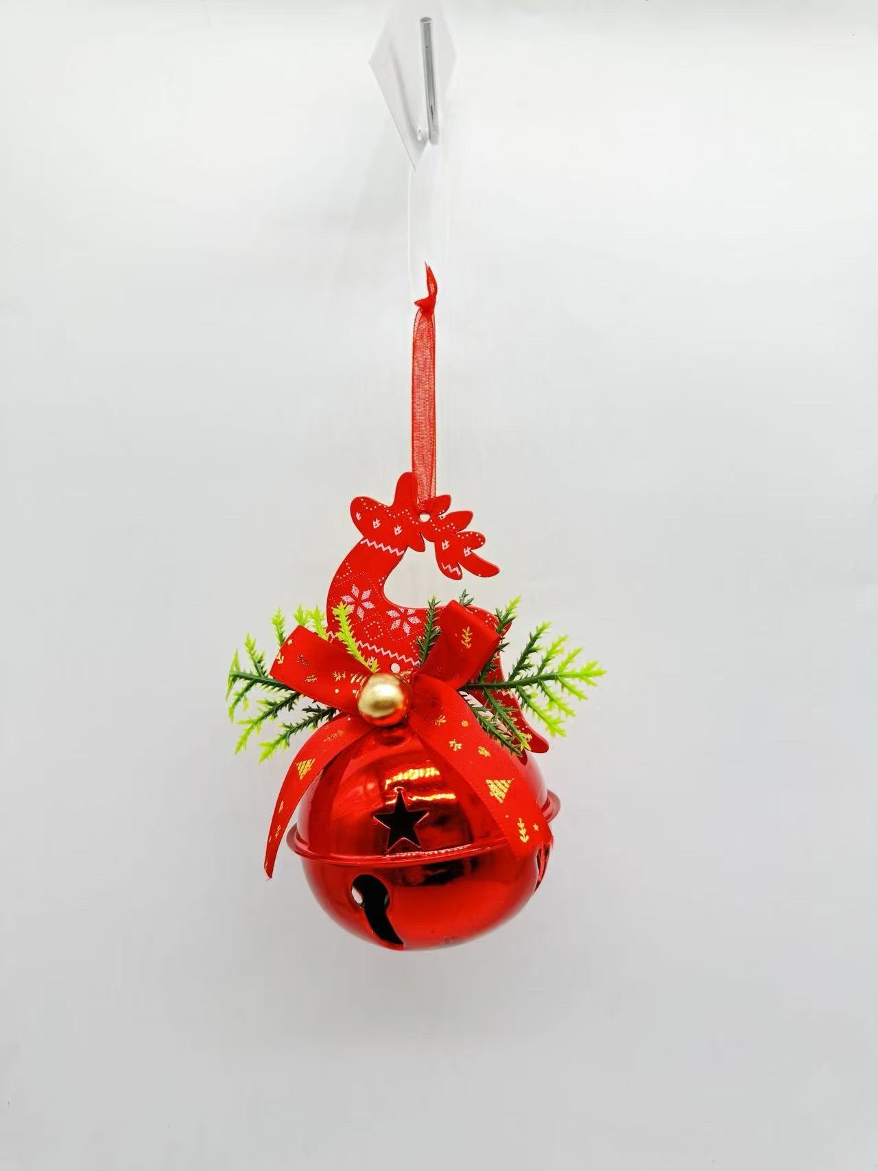 新款圣诞铃铛挂件、圣诞木片铃铛挂件工艺品、圣诞树装饰，橱窗场景装饰品！详情图3