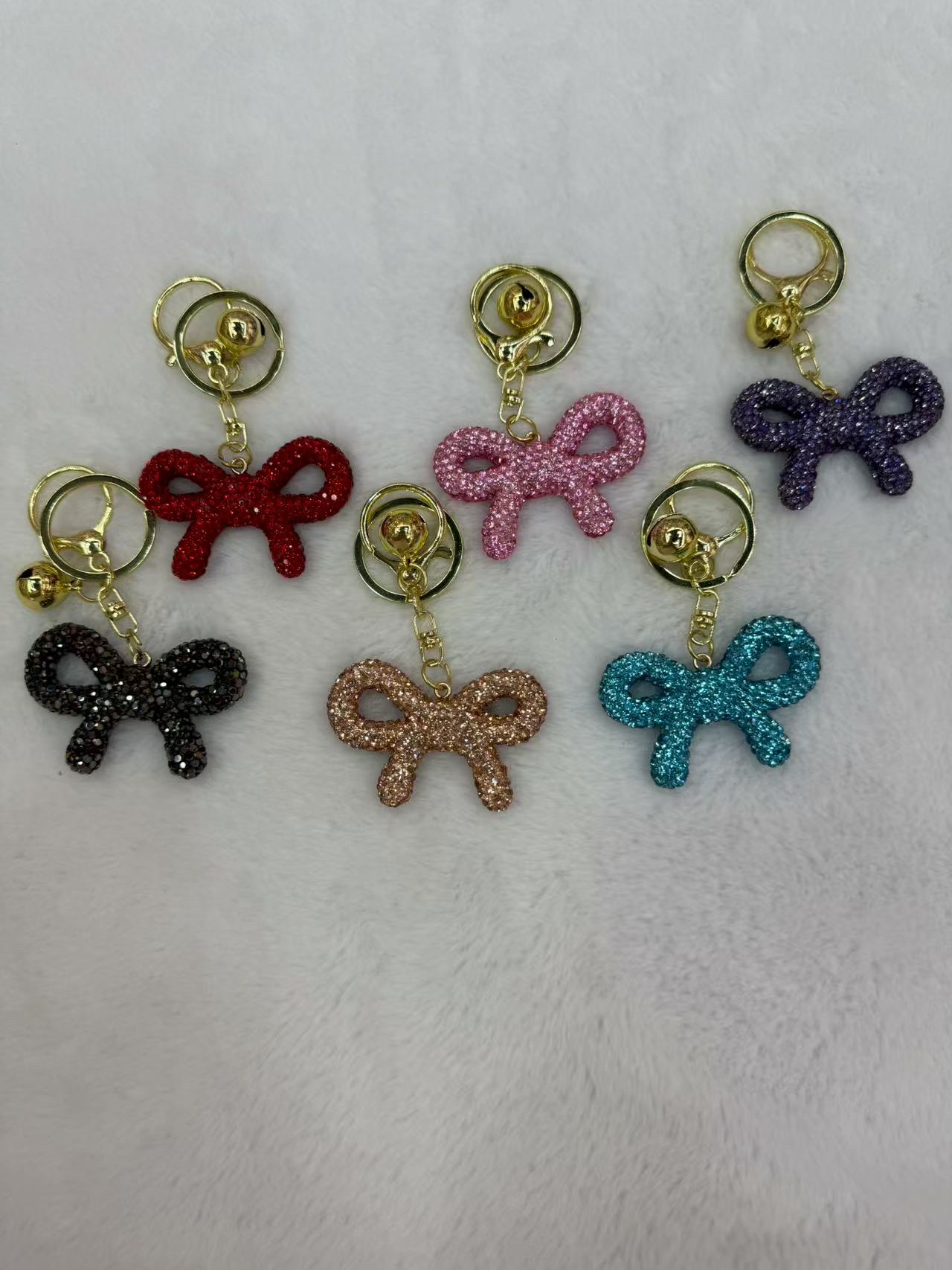 彩色带钻钥匙扣爆款钥匙车钥匙扣毛绒钥匙扣