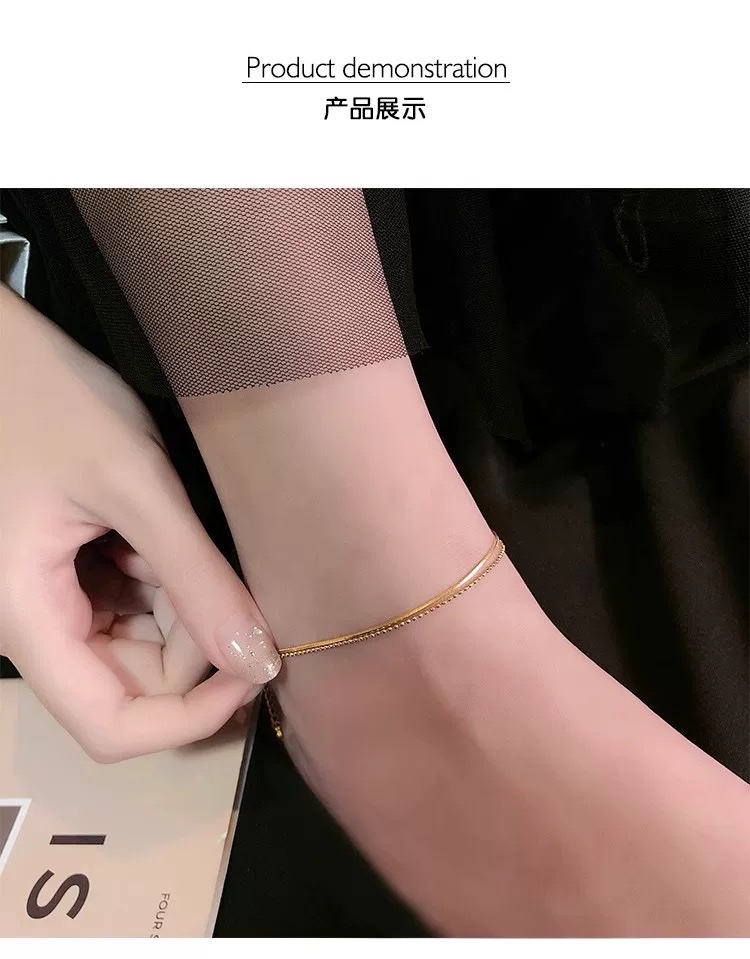 双层蛇骨脚链女2024新款潮性感脚踝链ins高级感足链夏饰品手链简约详情图1