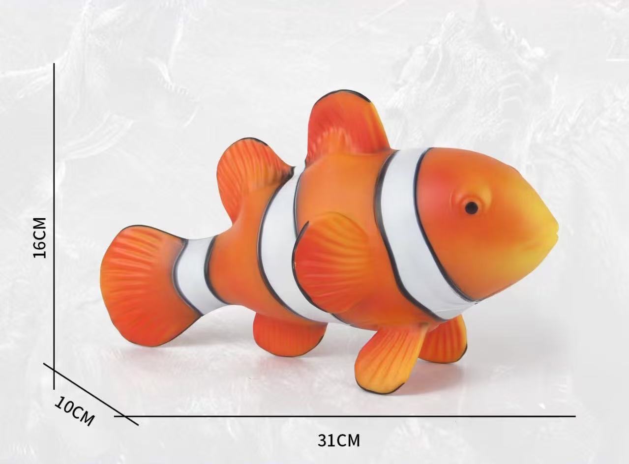 软胶小丑鱼，采用环保软胶材质，无毒无味，通过国际安全认证（如CE、ASTM），适合儿童把玩及认知学习。 ‌