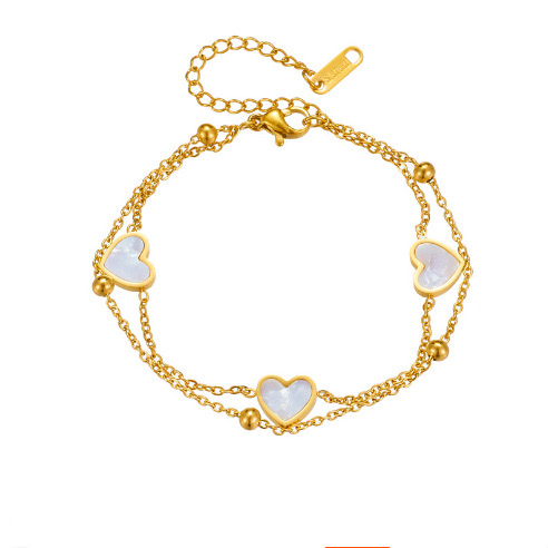 A niche design sense titanium steel bracelet with a heart butterfly element, a unique and individualistic double-layer jewelry, an Instagram influencer accessory Specification image