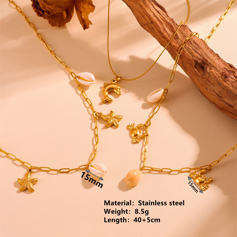 Summer new collection: Ocean Beach multi-style Marine creature necklaces, INS cross-border color preservation natural shell pearl chain necklace Application Scenario
