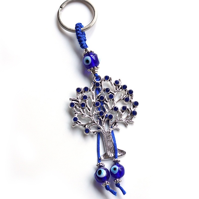 发财树生命树蓝眼睛恶魔之眼钥匙扣白底实物图