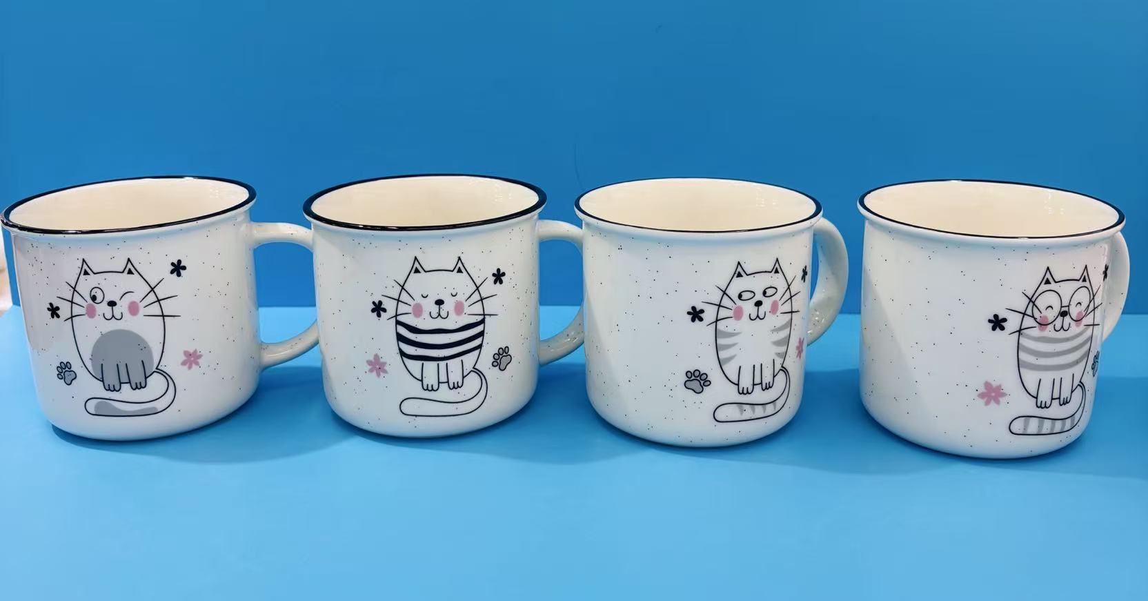Sy043搪瓷卡通猫陶瓷杯