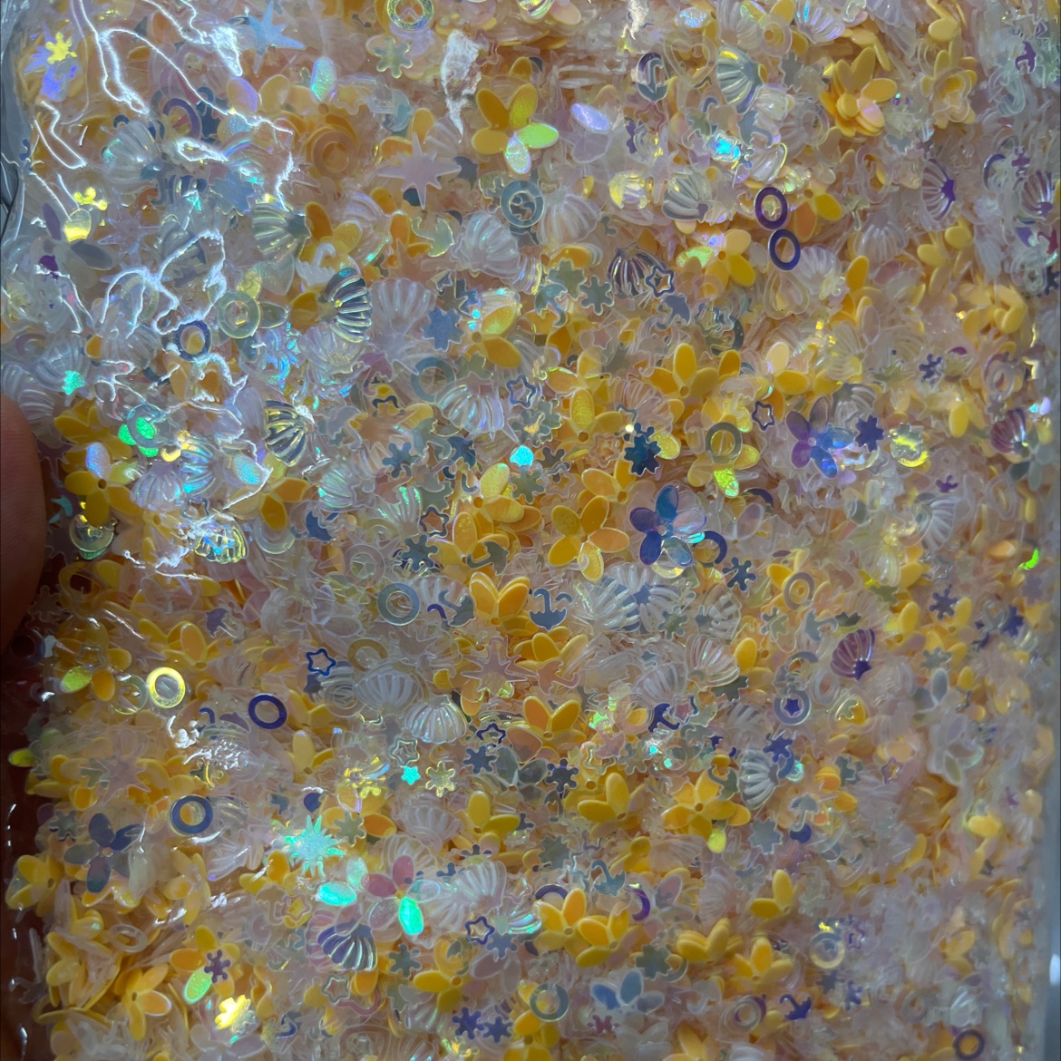 10m星梅凹、贝壳，雨伞，空心梅花～～金光混款亮片，彩色亮片史莱姆填充物手工DIY用品配件服饰配件产品图
