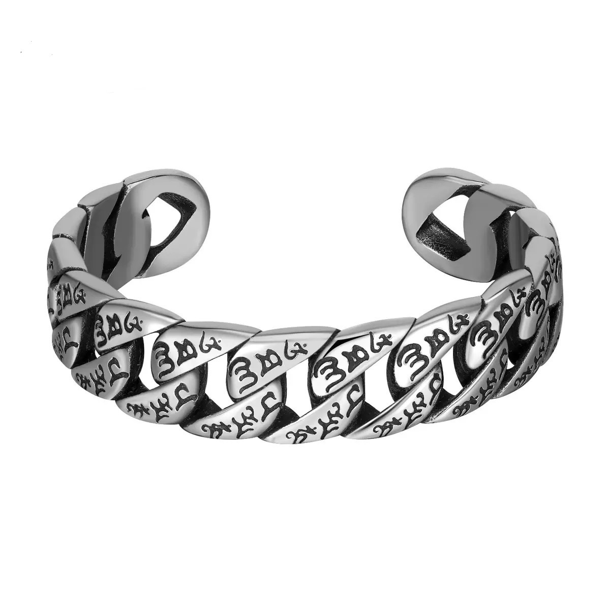 Powerful men's bracelet, powerful bracelet, retro bracelet, trendy star's same style titanium steel bracelet, six-character mantra bracelet, wristband accessory