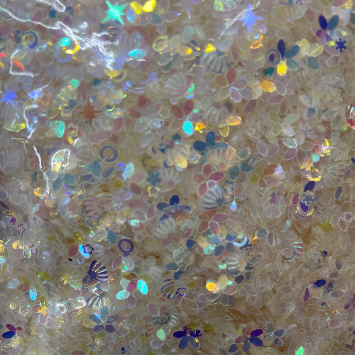 10m星梅凹、贝壳，雨伞，空心梅花～～金光混款亮片，彩色亮片史莱姆填充物手工DIY用品配件服饰配件细节图