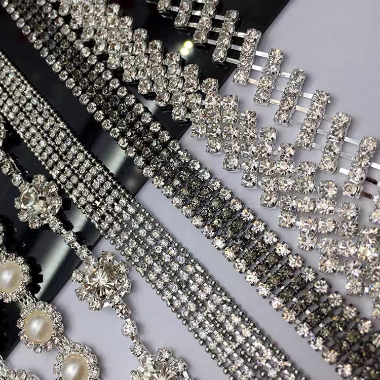 diy花式多排爪钻链条手缝水钻装饰婚纱辅料发饰配件手链材料