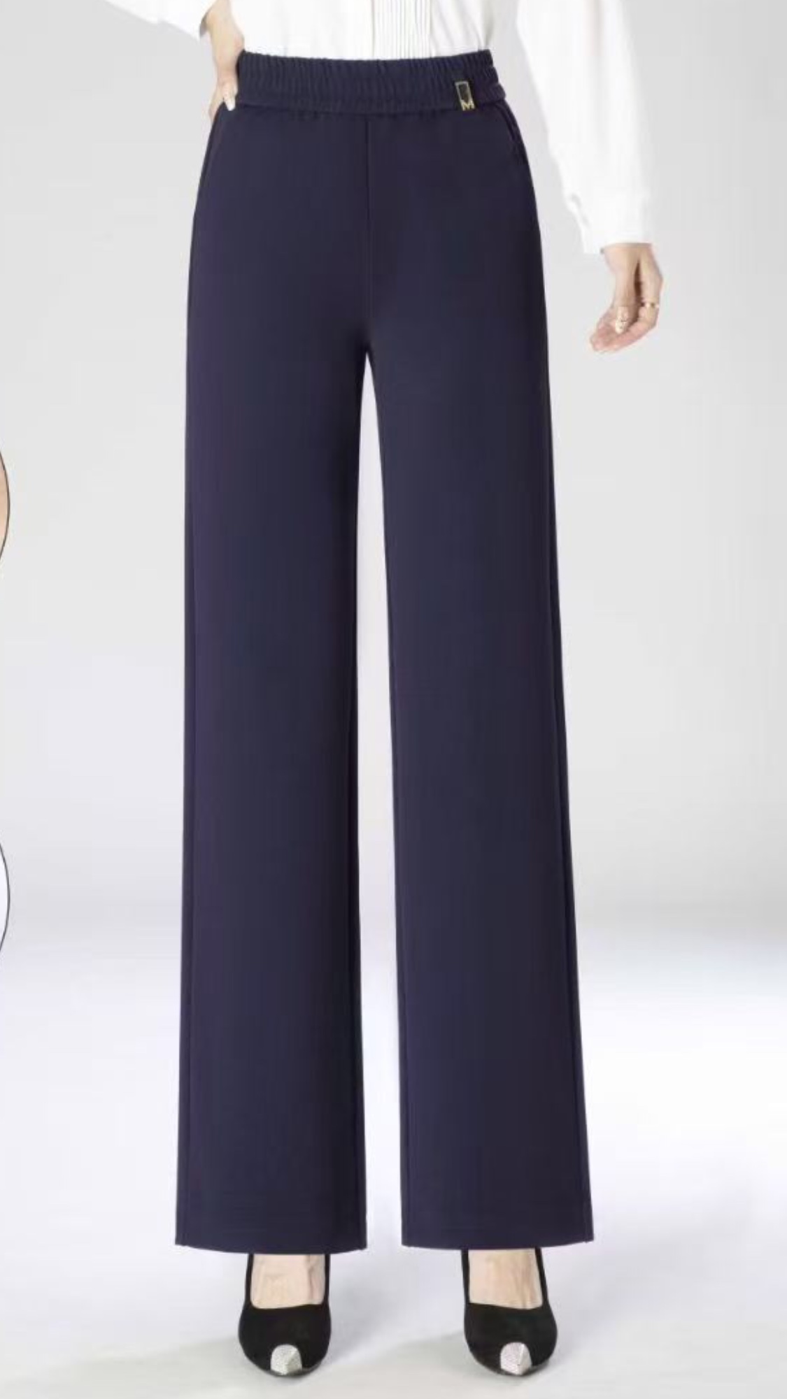 2025 Autumn/Winter Women's Trousers 2907 style Straight waistband stretch blue Long pants details Picture
