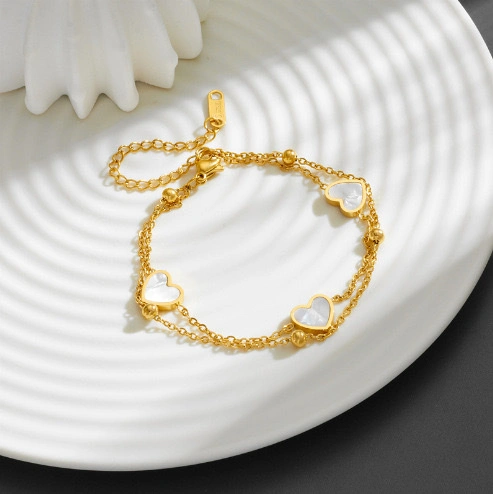 A niche design sense titanium steel bracelet with a heart butterfly element, a unique and individualistic double-layer jewelry, an Instagram influencer accessory detail image 10