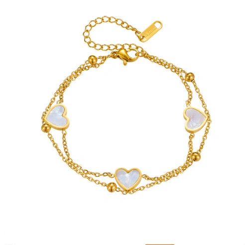 A niche design sense titanium steel bracelet with a heart butterfly element, a unique and individualistic double-layer jewelry, an Instagram influencer accessory detail image 12