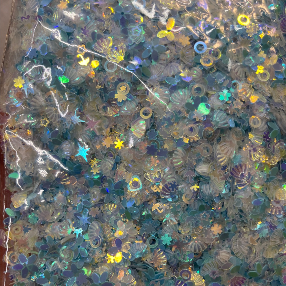 10m星梅凹、贝壳，雨伞，空心梅花～～金光混款亮片，彩色亮片史莱姆填充物手工DIY用品配件服饰配件