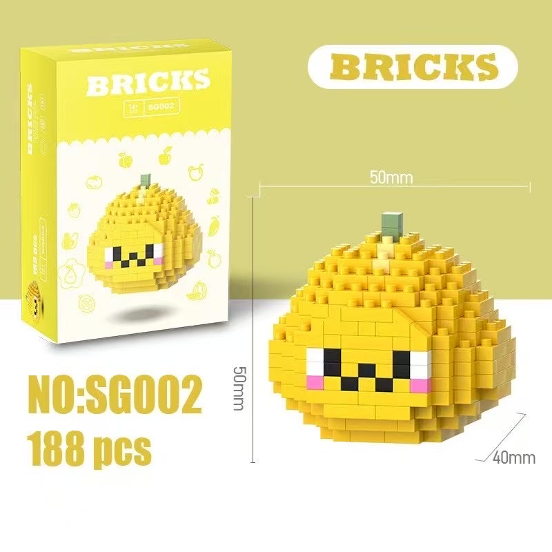 Children's fruit pie building block toy assembly intelligence micro-particle micro-assembly boys' and girls' three-dimensional jigsaw puzzle ornament undefined
