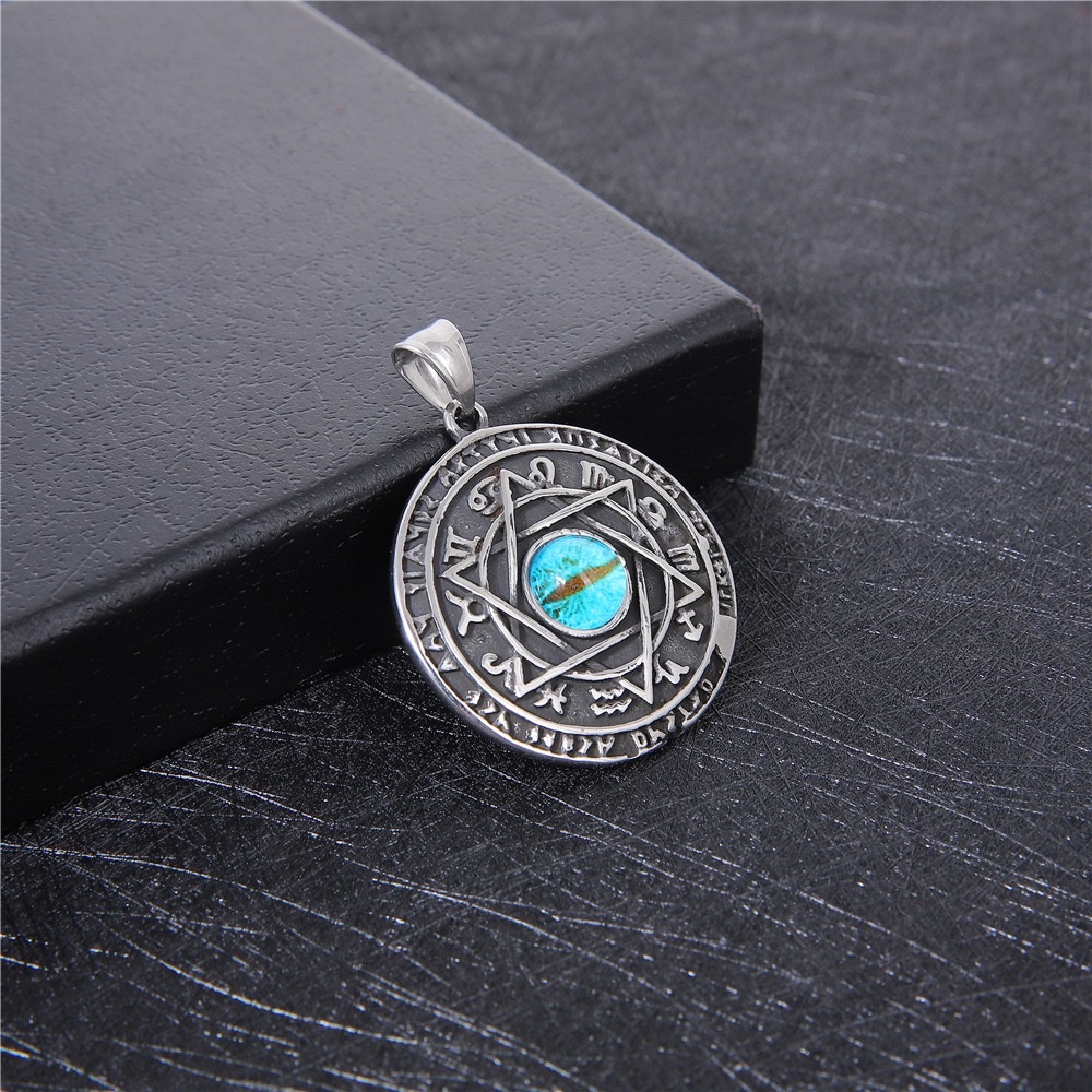 High-end titanium steel jewelry men's Devil's Eye necklace, Douyin live streaming non-fading sweater chain God's Eye details Picture