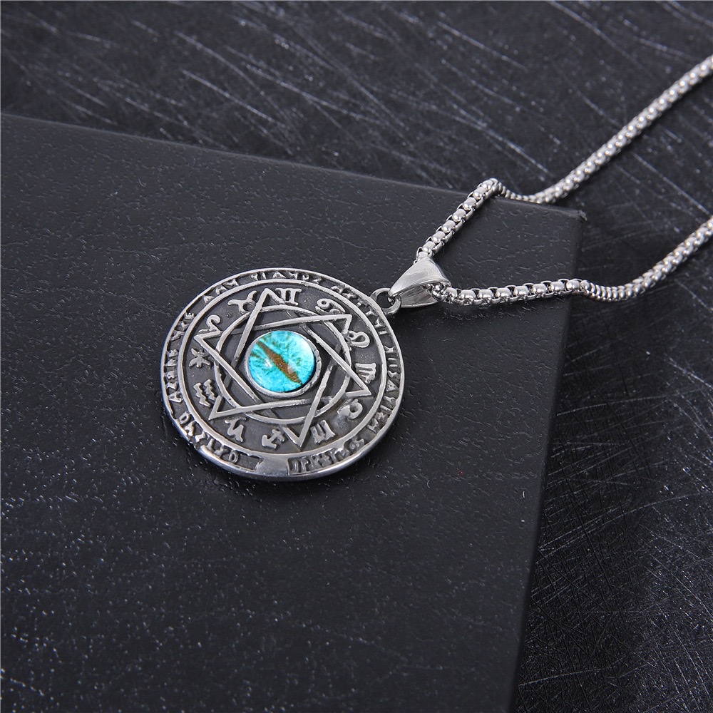 High-end titanium steel jewelry men's Devil's Eye necklace, Douyin live streaming non-fading sweater chain God's Eye Specification image