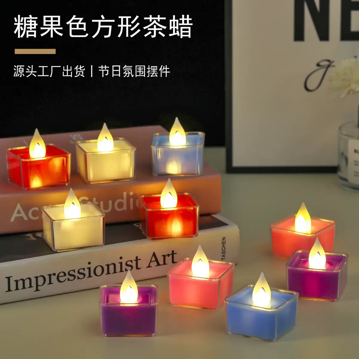 New LED transparent crystal candle light, Christmas mini candle night light, confession prop, smokeless tea wax, Valentine's Day proposal romantic night light