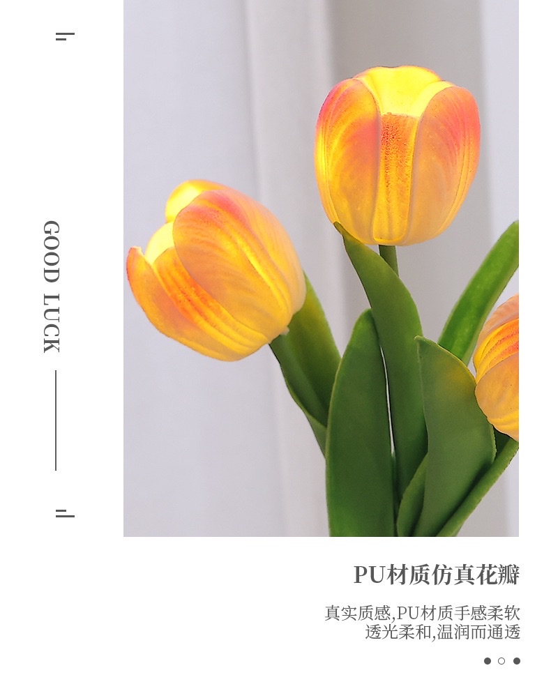 Large tulip night light, creative simulation flower bouquet, night light, bedroom bedside lamp, ambient light, home decoration, desktop ornaments detail image 8