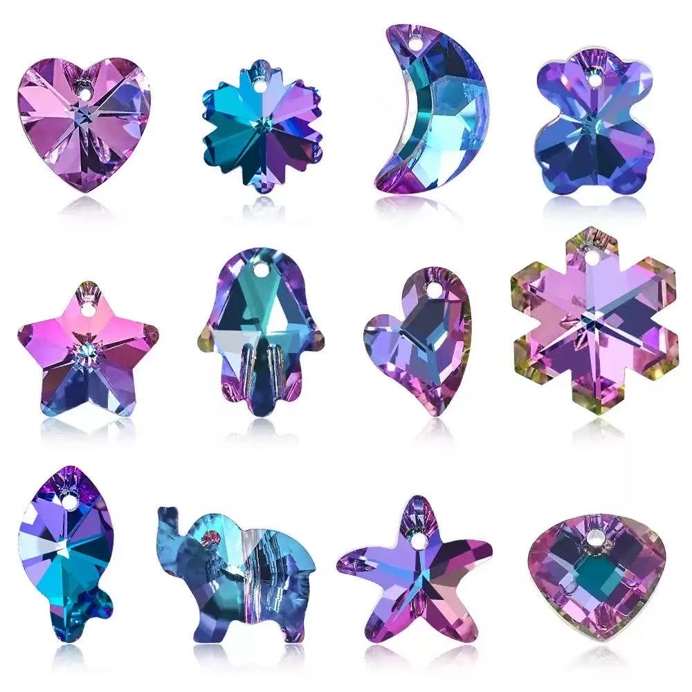 单孔水晶挂件、diy水晶饰品