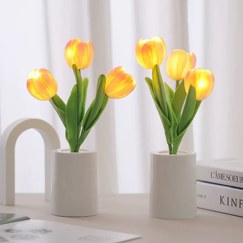 Large tulip night light, creative simulation flower bouquet, night light, bedroom bedside lamp, ambient light, home decoration, desktop ornaments Specification image