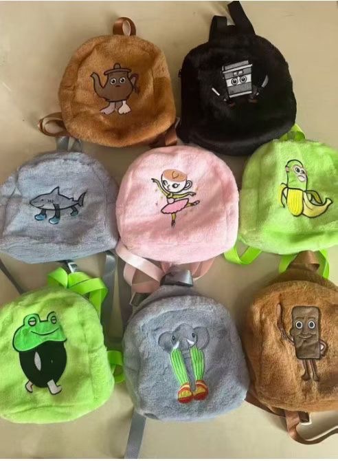 Factory wholesale plush backpacks, cute cartoon and anime children's kindergarten school bags, baby burden reduction toys, backpacks, Shan Hai Jing series details Picture