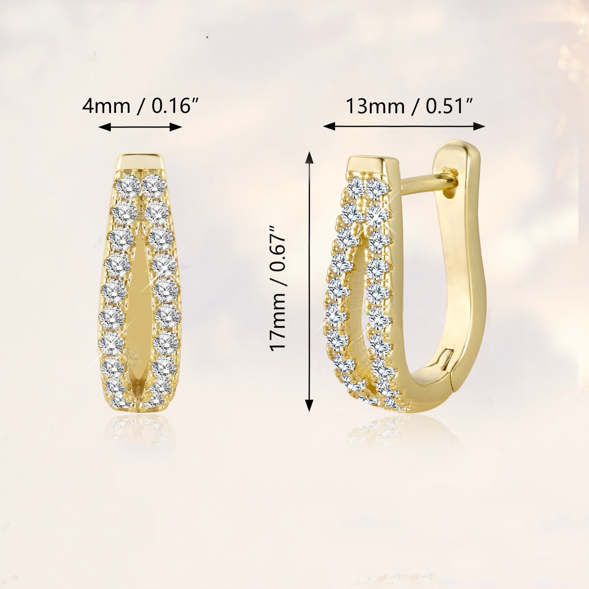 欧美跨境热销 时尚气质镶锆石精致轻奢风女士黄铜真金电镀耳饰 详情图3