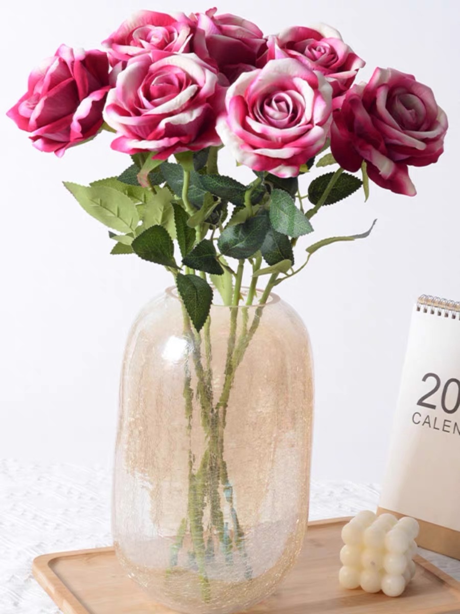 Artificial roses, single large velvet roses, Valentine's Day home flower arrangement, wedding decoration, artificial flowers, artificial flowers detail image 4