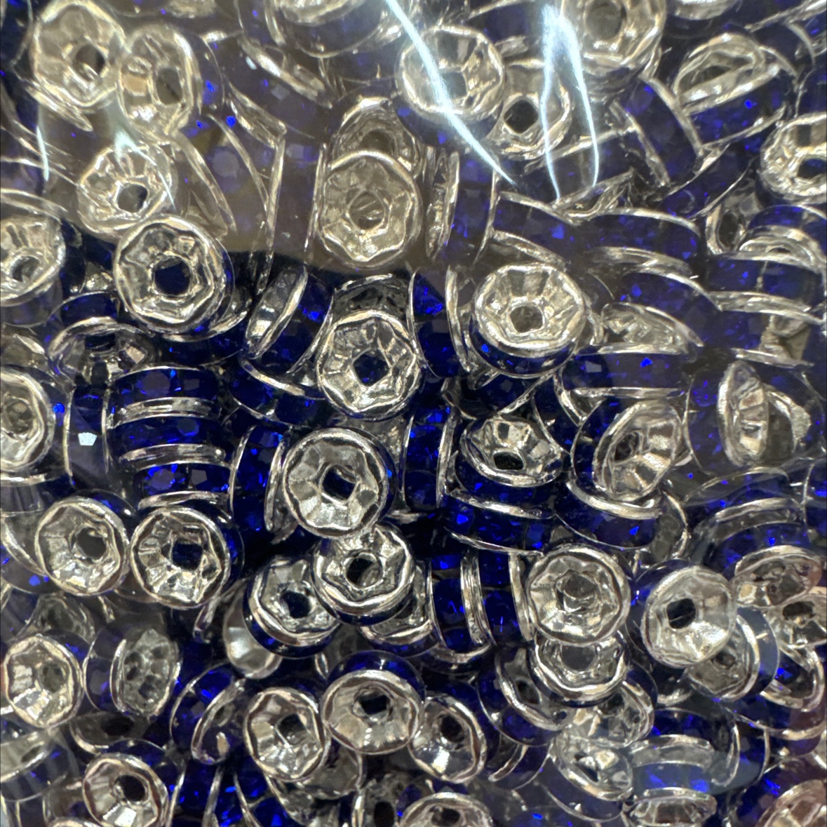 diy jewelry accessories: 4-10mm wheel spacers, beaded spacers, round rhinestone rings, diamond-encrusted spacers, factory direct sales, in stock supply Specification image