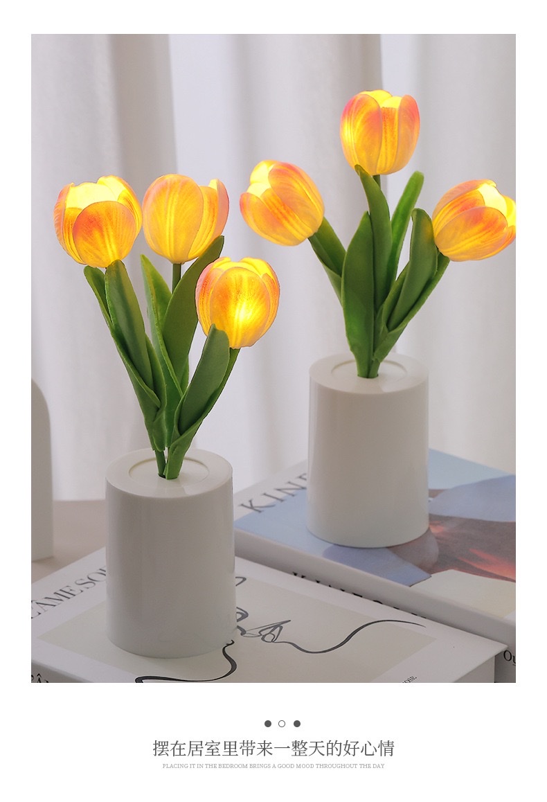 Large tulip night light, creative simulation flower bouquet, night light, bedroom bedside lamp, ambient light, home decoration, desktop ornaments detail image 9