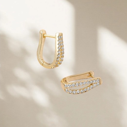欧美跨境热销 时尚气质镶锆石精致轻奢风女士黄铜真金电镀耳饰 产品图