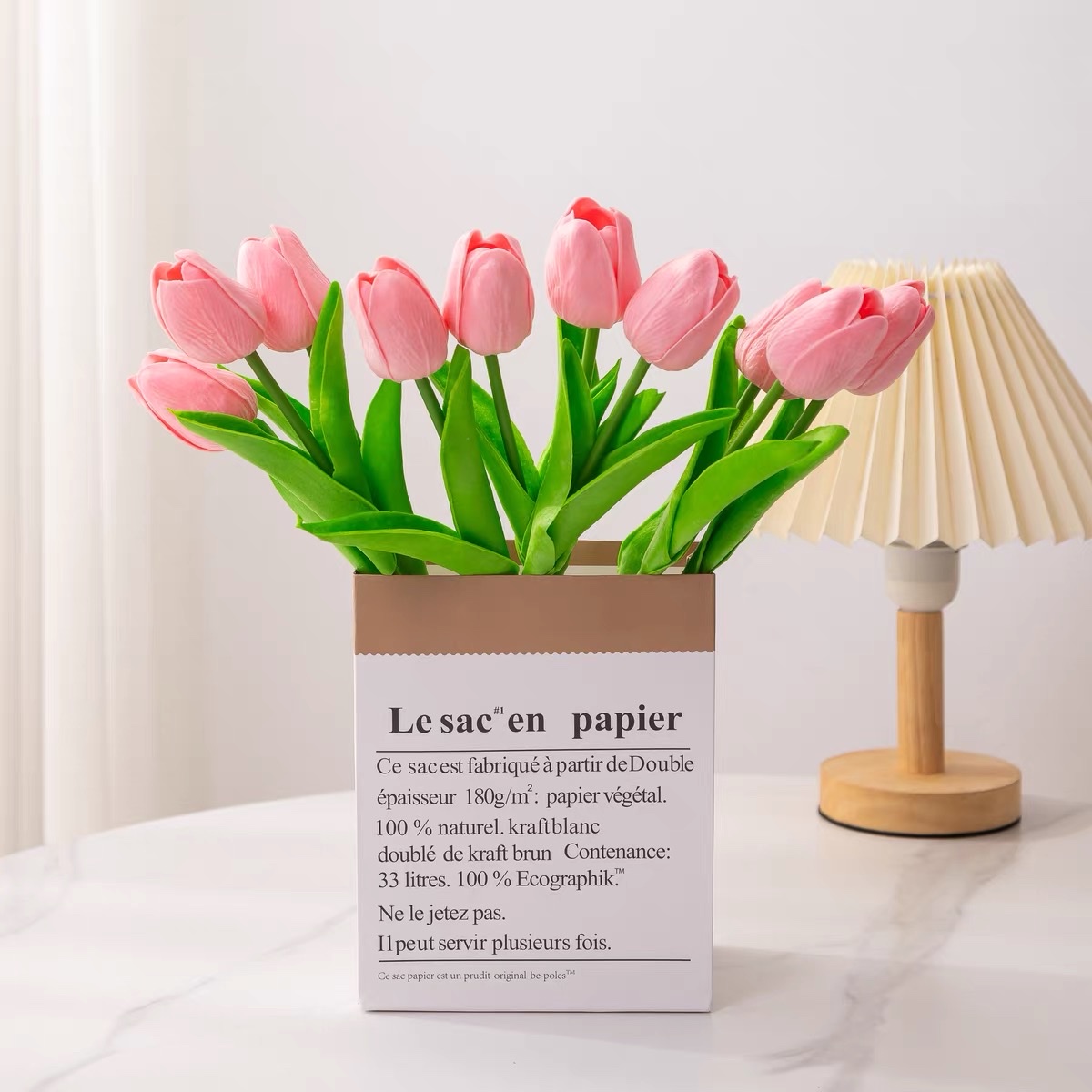 Artificial tulip ins-style living room dining table ornaments, artificial flower decorations, dried flower bouquets, photo shoots, flower shooting props, pu flower bouquets, artificial flowers