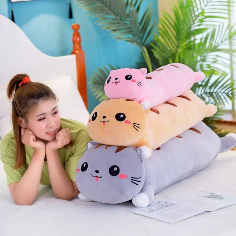 Factory wholesale soft down cotton happy cat plush toys, children's and girls' sleeping pillows, plush dolls detail image 4