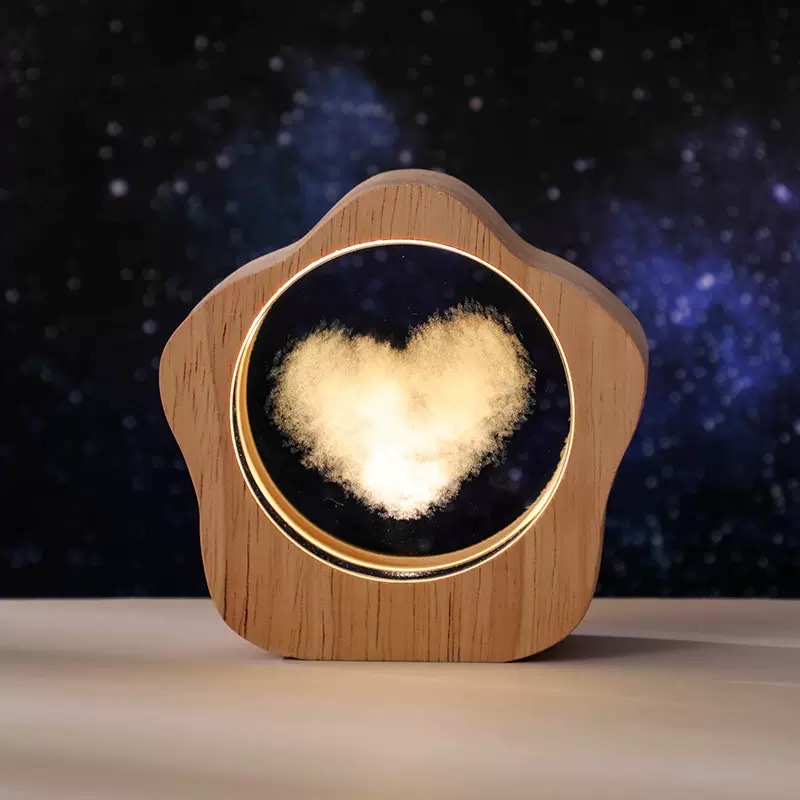 Star-framed wooden lamp Specification image