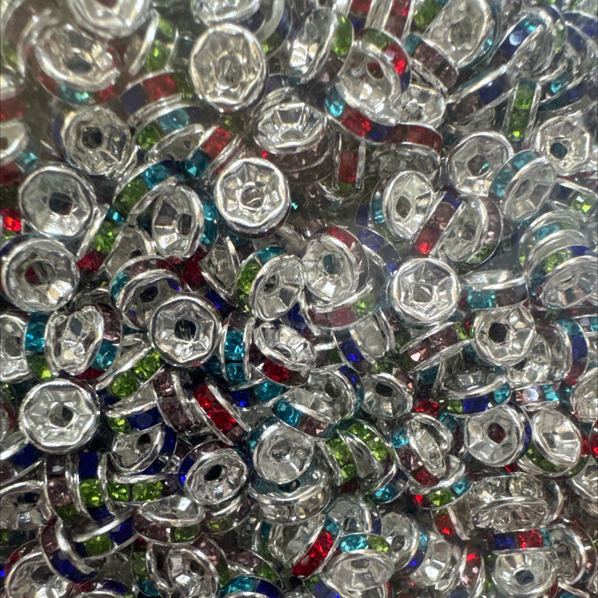 diy jewelry accessories: 4-10mm wheel spacers, beaded spacers, round rhinestone rings, diamond-encrusted spacers, factory direct sales, in stock supply detail image 2
