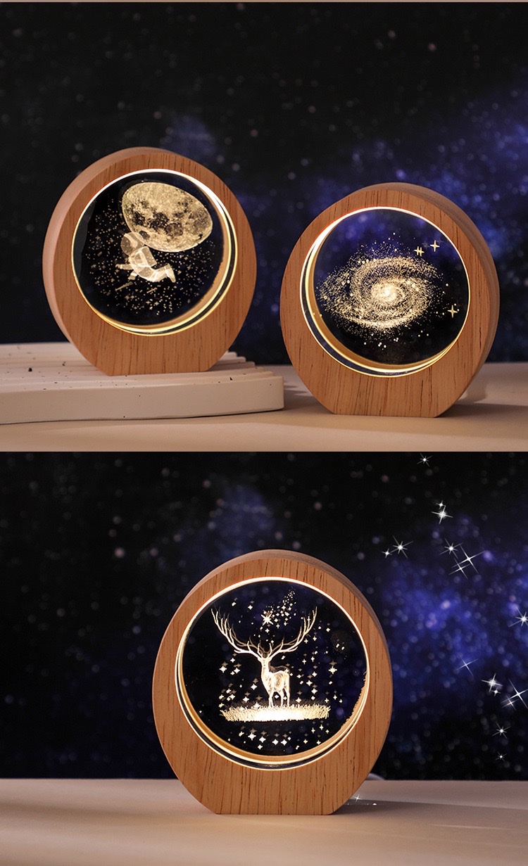 Round wooden-framed night light detail image 11