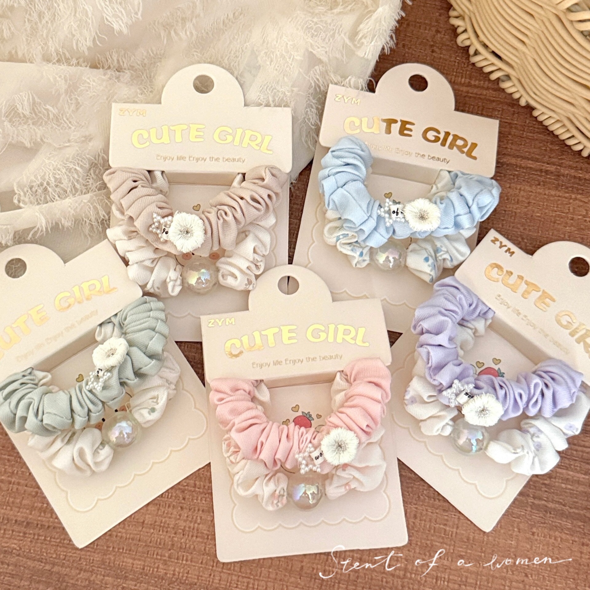 Wholesale of 2 small and fresh floral large intestine hair bands, sweet and girlish ponytail hair ties, elastic hair ties, and children's bun hair ties