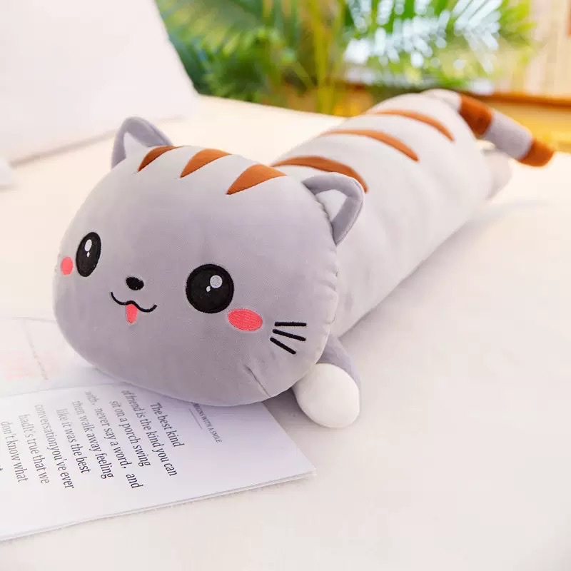 Factory wholesale soft down cotton happy cat plush toys, children's and girls' sleeping pillows, plush dolls details Picture