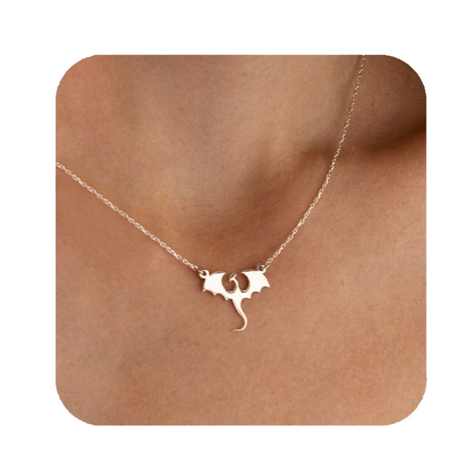 A popular cross-border bestseller in Europe and America, brass, real gold, electroplated, with a unique and niche design, sweet and cool style, bat-shaped pendant necklace detail image 6