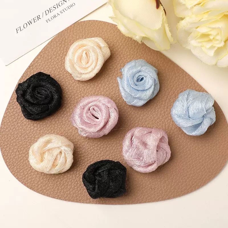韩国欧根纱小花甜美显白网纱玫瑰diy侧边夹胸花鞋帽服饰花朵辅料