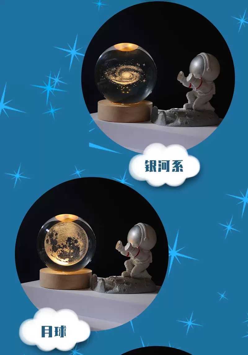 Crystal ball + solid wood base night light ornament detail image 4
