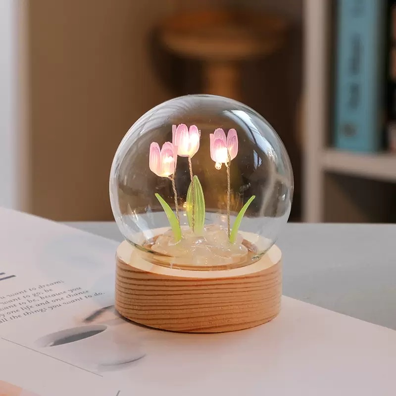 Cute mini tulip night light desktop decoration detail image 8