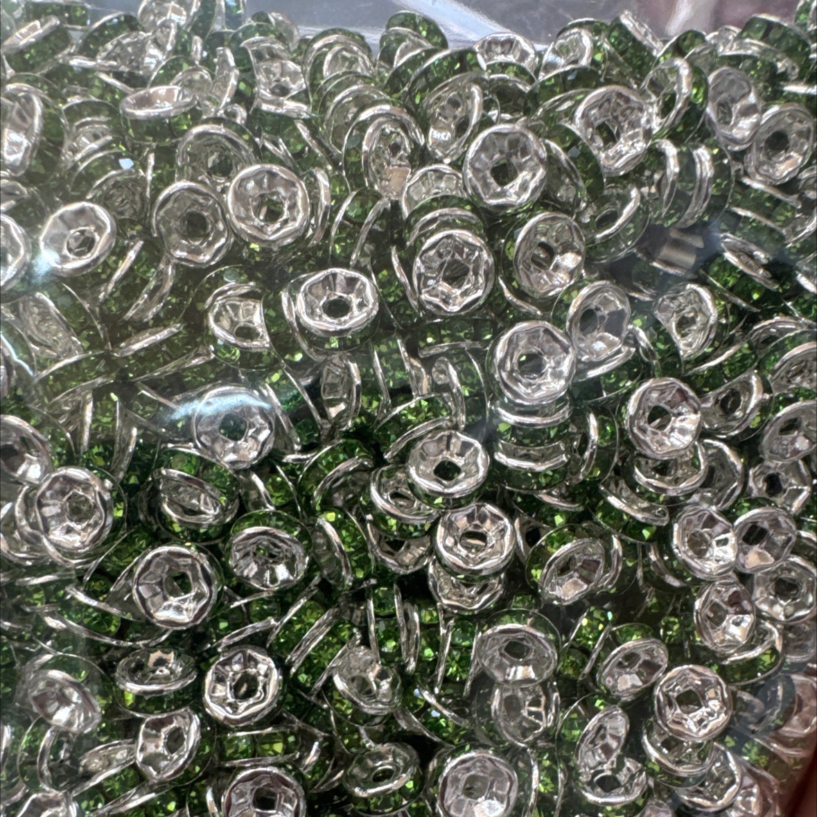 diy jewelry accessories: 4-10mm wheel spacers, beaded spacers, round rhinestone rings, diamond-encrusted spacers, factory direct sales, in stock supply detail image 5
