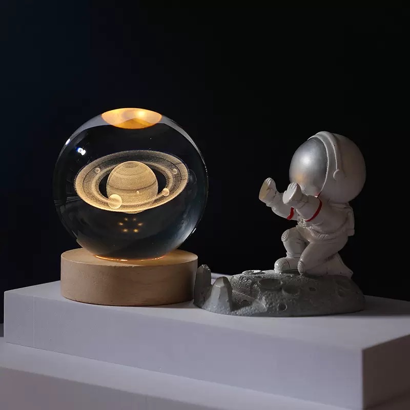 Crystal ball + solid wood base night light ornament Specification image