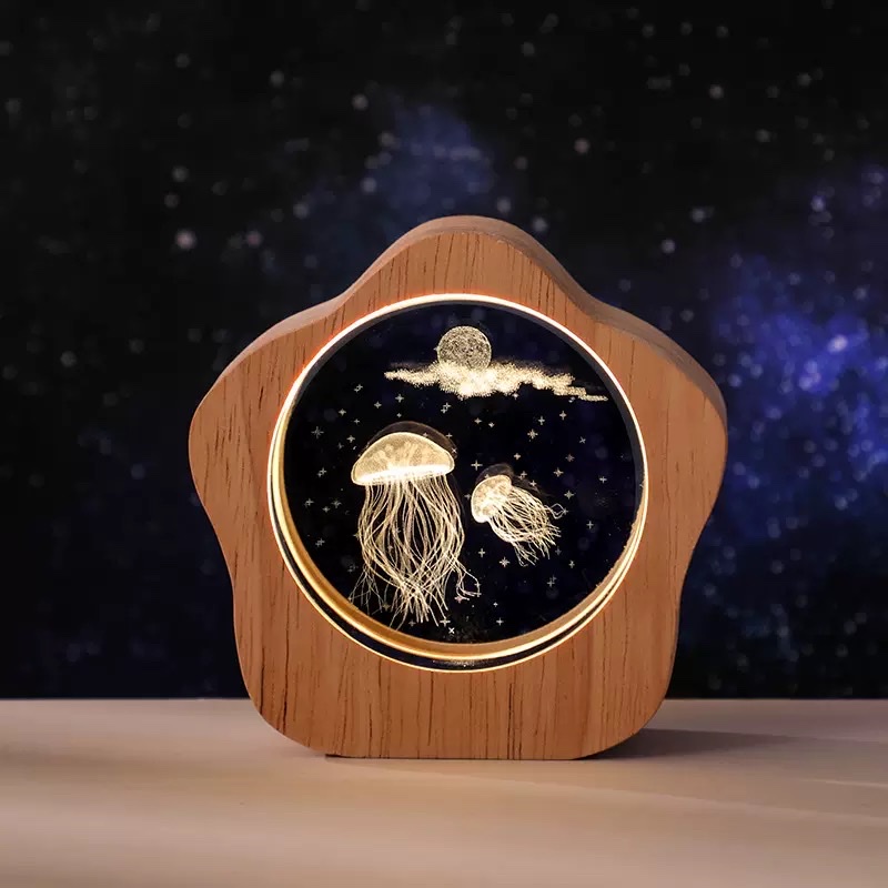 Star-framed wooden lamp Item Picture