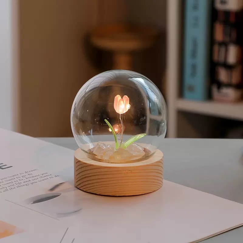 Cute mini tulip night light desktop decoration detail image 7