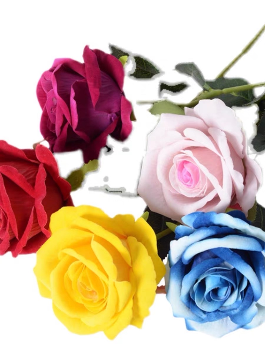 Artificial roses, single large velvet roses, Valentine's Day home flower arrangement, wedding decoration, artificial flowers, artificial flowers Item Picture
