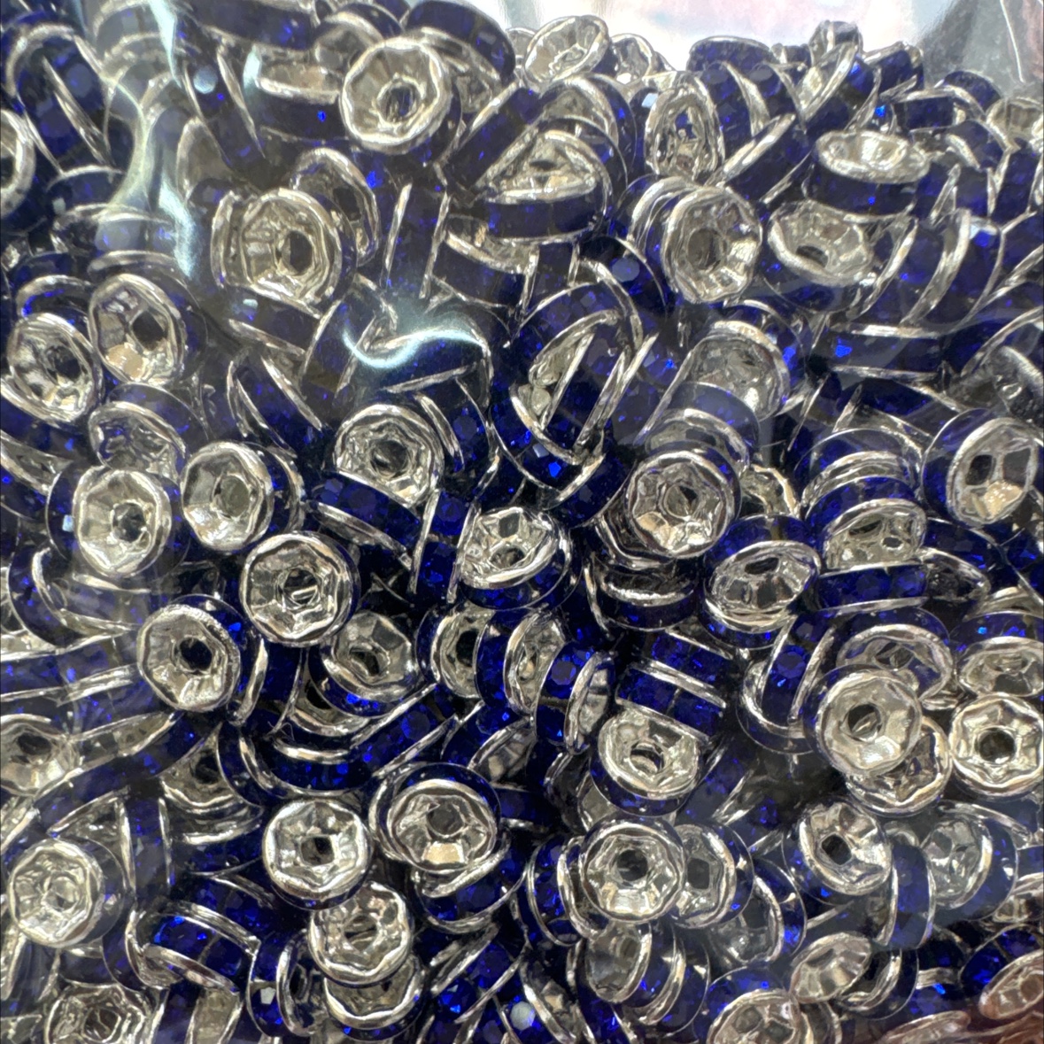 diy jewelry accessories: 4-10mm wheel spacers, beaded spacers, round rhinestone rings, diamond-encrusted spacers, factory direct sales, in stock supply detail image 4