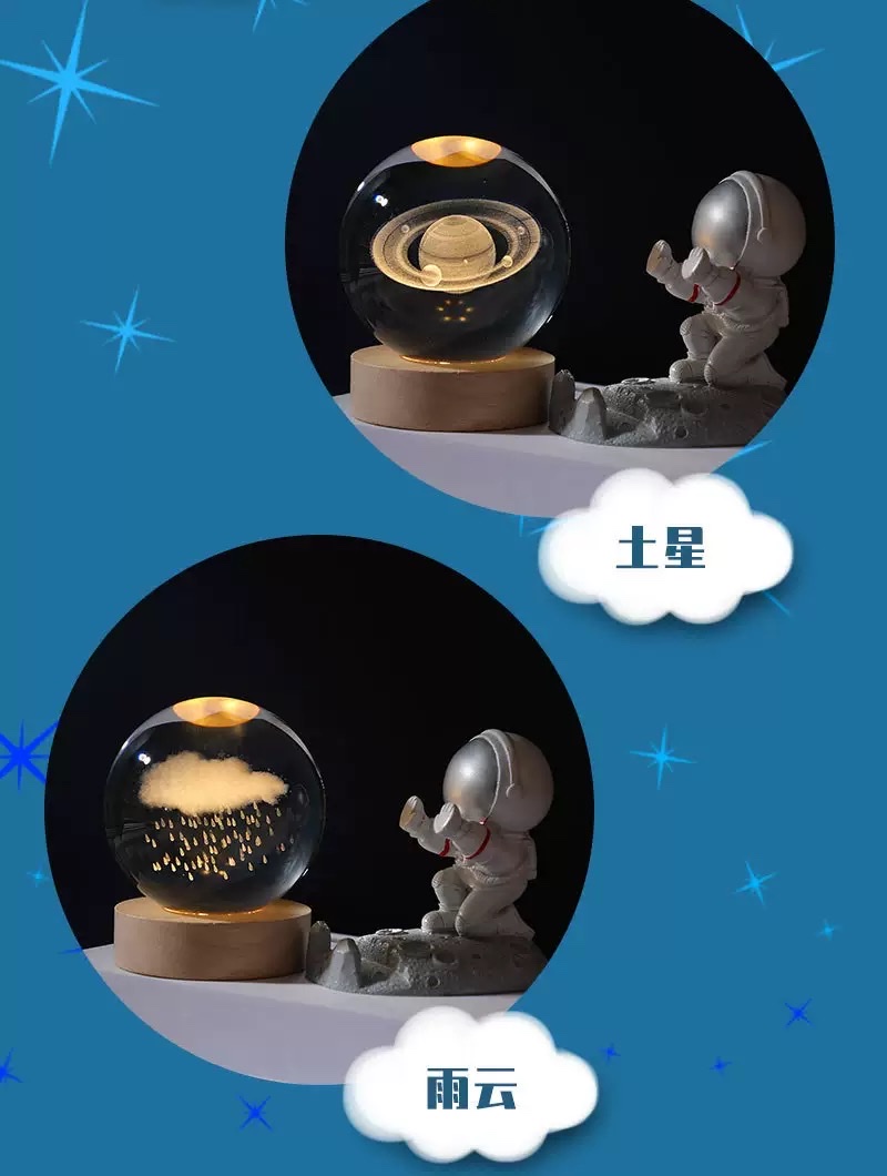 Crystal ball + solid wood base night light ornament detail image 5