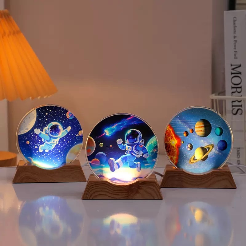 Color-printed round cakes + luminous base night light ornaments